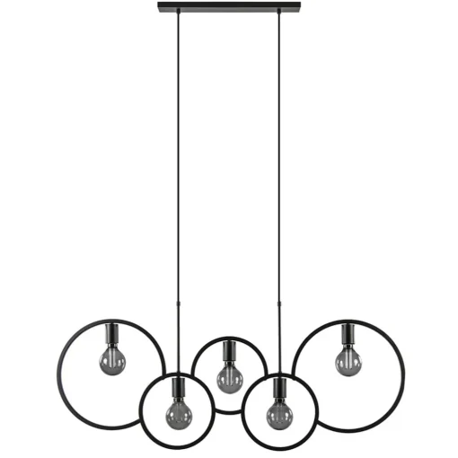 Straluma 5-Lichts eettafelhanglamp ringen mat zwart> Eettafellampen|Eetkamerverlichting
