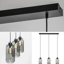Straluma 3-Lichts eettafelhanglamp smoke glas cilinder></noscript> Eettafellampen|Pendel Lampen