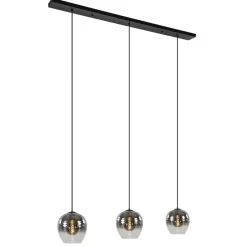Straluma 3-Lichts eettafelhanglamp smoke/helder glas> Eettafellampen|Pendel Lampen