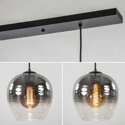 Straluma 3-Lichts eettafelhanglamp smoke/helder glas></noscript> Eettafellampen|Pendel Lampen