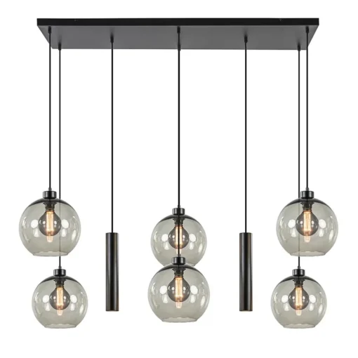 Straluma 8-Lichts eettafelhanglamp smoke glas + GU10 spots> Eettafellampen|Pendel Lampen