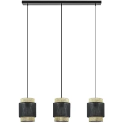 Straluma 3-Lichts eettafelhanglamp webbing met zwart> Eettafellampen|Keukenverlichting
