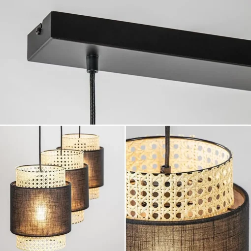 Straluma 3-Lichts eettafelhanglamp webbing met zwart> Eettafellampen|Keukenverlichting