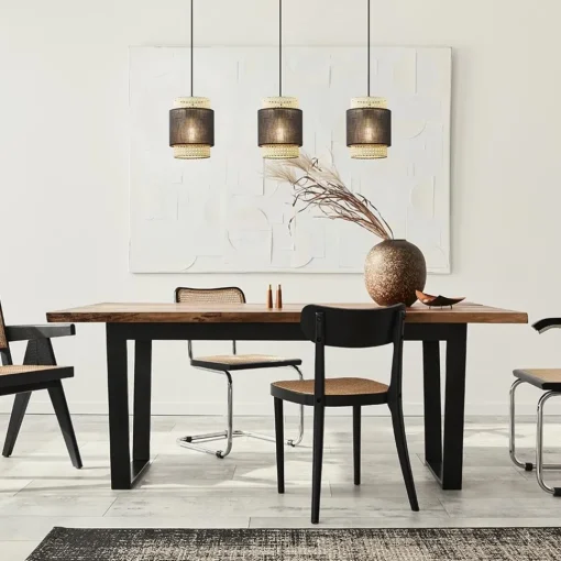 Straluma 3-Lichts eettafelhanglamp webbing met zwart> Eettafellampen|Keukenverlichting