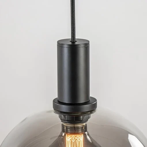 Straluma 4-lichts eettafelhanglamp zwart met smoke glazen bollen> Eettafellampen|Pendel Lampen