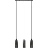Straluma 3-Lichts eettafelhanglamp zwart met cilinder smoke glas> Eettafellampen|Pendel Lampen