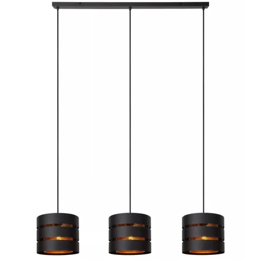 Straluma 3-Lichts eettafelhanglamp zwart met goud> Hanglampen|Eettafellampen