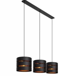 Straluma 3-Lichts eettafelhanglamp zwart met goud></noscript> Hanglampen|Eettafellampen