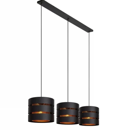 Straluma 3-Lichts eettafelhanglamp zwart met goud> Hanglampen|Eettafellampen