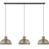 Straluma 3-Lichts eettafelhanglamp zwart met rotan kappen> Eettafellampen|Keukenverlichting