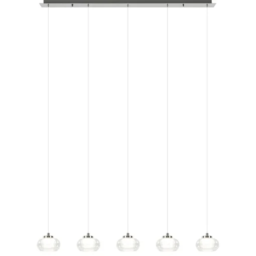 Straluma 5-Lichts hanglamp chroom met helder glas en dimbaar LED> Hanglampen|Eettafellampen