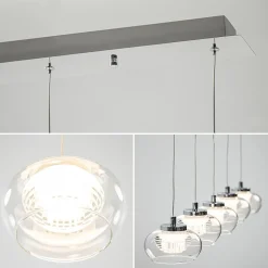 Straluma 5-Lichts hanglamp chroom met helder glas en dimbaar LED></noscript> Hanglampen|Eettafellampen
