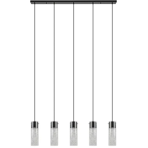 Straluma 5-Lichts hanglamp cilinder helder glas met zwart> Eettafellampen|Pendel Lampen