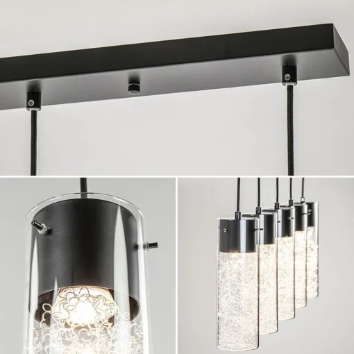 Straluma 5-Lichts hanglamp cilinder helder glas met zwart> Eettafellampen|Pendel Lampen