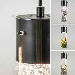 Straluma 5-Lichts hanglamp cilinder helder glas met zwart></noscript> Eettafellampen|Pendel Lampen