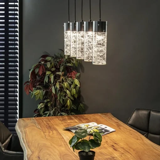 Straluma 5-Lichts hanglamp cilinder helder glas met zwart> Eettafellampen|Pendel Lampen
