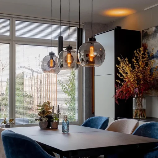 Straluma 5-Lichts hanglamp cilinders en smoke glas> Hanglampen|Eettafellampen