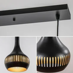 Straluma 3-Lichts hanglamp kegels mat zwart met goud></noscript> Eettafellampen|Keukenverlichting