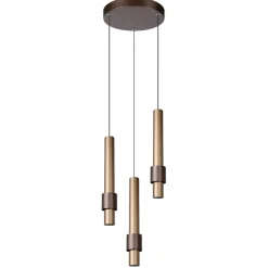 Straluma 3-Lichts hanglamp LED cilinders bruin rond> Hanglampen|Eettafellampen