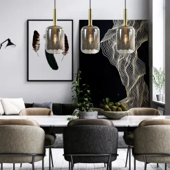 Straluma 3-Lichts hanglamp Lekar antiek brons met smoke glas></noscript> Hanglampen|Eettafellampen