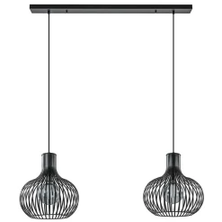 Straluma 2-Lichts hanglamp met mat zwarte draad kappen> Eettafellampen|Draadlampen