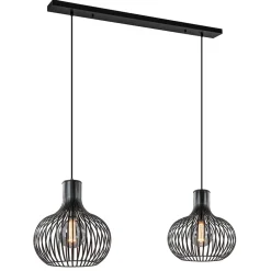 Straluma 2-Lichts hanglamp met mat zwarte draad kappen> Eettafellampen|Draadlampen
