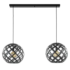 Straluma 2-Lichts hanglamp Scandinavisch/landelijk mat zwart> Eettafellampen|Keukenverlichting