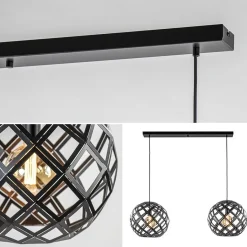 Straluma 2-Lichts hanglamp Scandinavisch/landelijk mat zwart></noscript> Eettafellampen|Keukenverlichting
