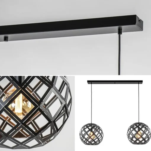 Straluma 2-Lichts hanglamp Scandinavisch/landelijk mat zwart> Eettafellampen|Keukenverlichting