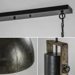 Straluma 3-Lichts hanglamp Shelly landelijk metaal met hout></noscript> Eettafellampen|Light and Living