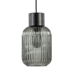 Straluma 1-Lichts hanglamp zwart met smoke glazen cilinder> Hanglampen|Klassieke Verlichting