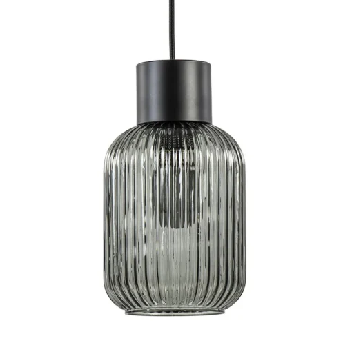Straluma 1-Lichts hanglamp zwart met smoke glazen cilinder> Hanglampen|Klassieke Verlichting