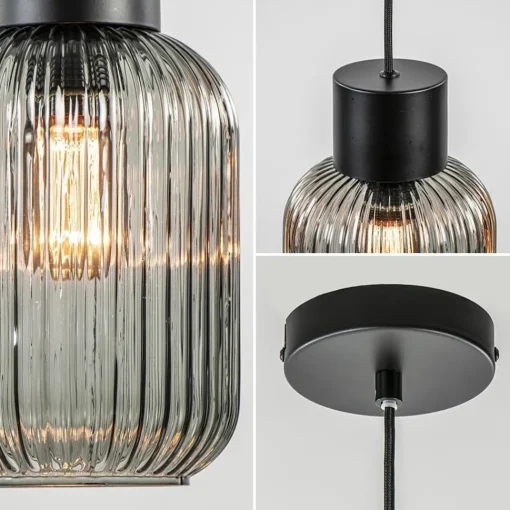 Straluma 1-Lichts hanglamp zwart met smoke glazen cilinder> Hanglampen|Klassieke Verlichting