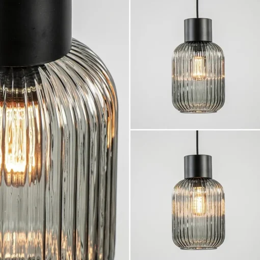 Straluma 1-Lichts hanglamp zwart met smoke glazen cilinder> Hanglampen|Klassieke Verlichting
