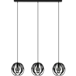 Straluma 3-Lichts hanglamp zwart met ronde kappen> Eettafellampen|Eetkamerverlichting