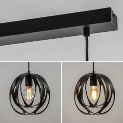Straluma 3-Lichts hanglamp zwart met ronde kappen></noscript> Eettafellampen|Eetkamerverlichting