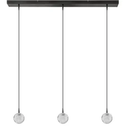 Straluma 3-Lichts hanglamp zwart met helder glazen bollen> Hanglampen|Eettafellampen