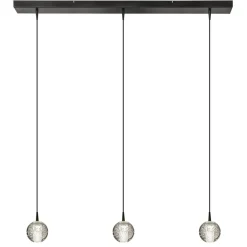 Straluma 3-Lichts hanglamp zwart met helder glazen bollen> Hanglampen|Eettafellampen