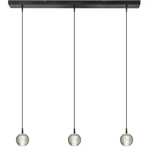 Straluma 3-Lichts hanglamp zwart met helder glazen bollen> Hanglampen|Eettafellampen