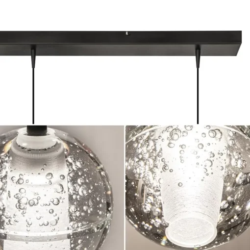 Straluma 3-Lichts hanglamp zwart met helder glazen bollen> Hanglampen|Eettafellampen