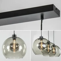 Straluma 3-Lichts hanglamp zwart met smoke glas></noscript> Eettafellampen|Pendel Lampen