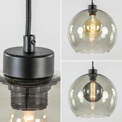 Straluma 3-Lichts hanglamp zwart met smoke glas></noscript> Eettafellampen|Pendel Lampen