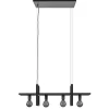 Straluma 4-Lichts hanglamp zwart met zwarte houten planken> Eettafellampen|Eetkamerverlichting