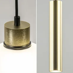 Straluma 5-Lichts hanglamp zwart-goud met opaal glas></noscript> Eettafellampen|Pendel Lampen