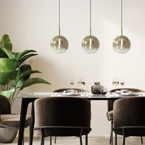 Straluma 3-Lichts LED eettafelhanglamp met gold fading glas> Hanglampen|Eettafellampen
