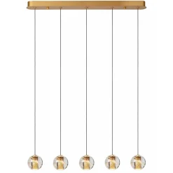 Straluma 5-Lichts LED eettafelhanglamp goud met glas> Hanglampen|Eettafellampen
