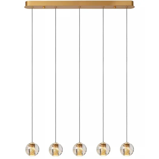 Straluma 5-Lichts LED eettafelhanglamp goud met glas> Hanglampen|Eettafellampen