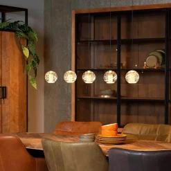 Straluma 5-Lichts LED eettafelhanglamp goud met glas></noscript> Hanglampen|Eettafellampen