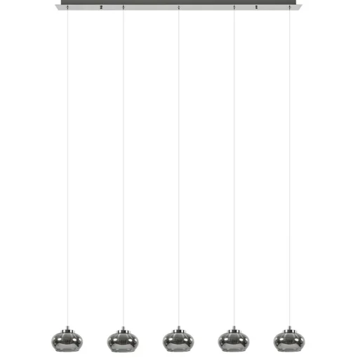 Straluma 5-Lichts LED eettafelhanglamp smoke glas dimbaar> Hanglampen|Eettafellampen