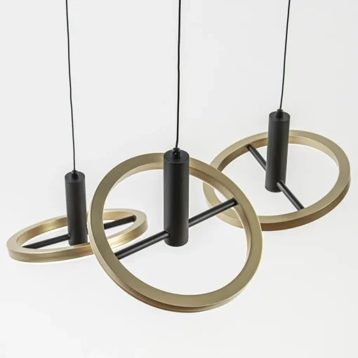 Straluma 3-Lichts LED hanglamp ringen rond zwart/goud dimbaar> Hanglampen|Eettafellampen